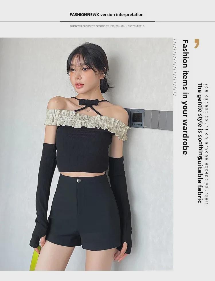 2023 Winter Velvet High Waist Black Slim Shorts - Women's Trendy All-Match Boots Outerwear.