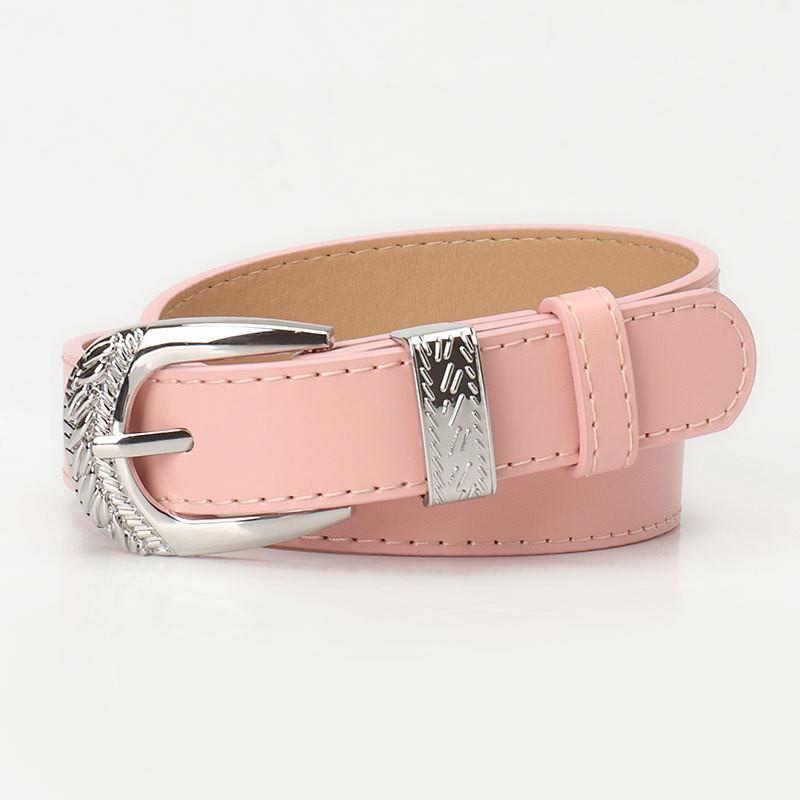 Fashion Womens Faux Leather Belt With Gold Alloy Buckle For Casual And Office Wear