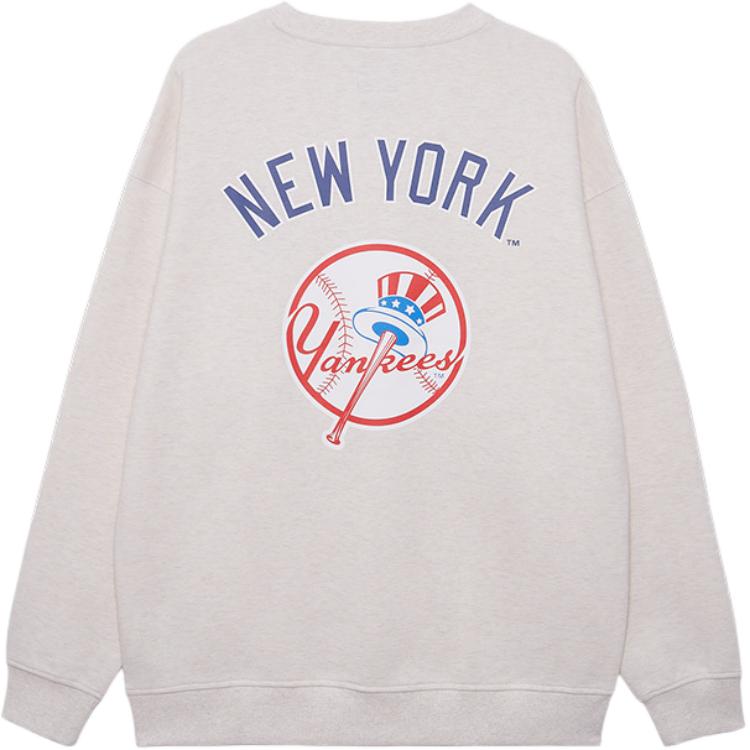 New Era FW24 MLB Trend Basic Series New York Yankees Loose NY Print Crewneck Long Sleeve American Sweatshirt Unisex Sweatshirt Ivory 14385255