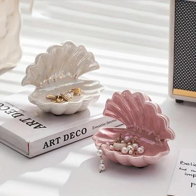 Keramisch Keramische Sieraden Opbergdoos Schelpvorm Ketting Hanger Bak Mini Sieraden Organizer Voor Feest Valentijnsdag Woondecoratie