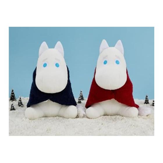 Mu* Moomin Warm Blanket Plush Toy Navy/burgundy Set of 2