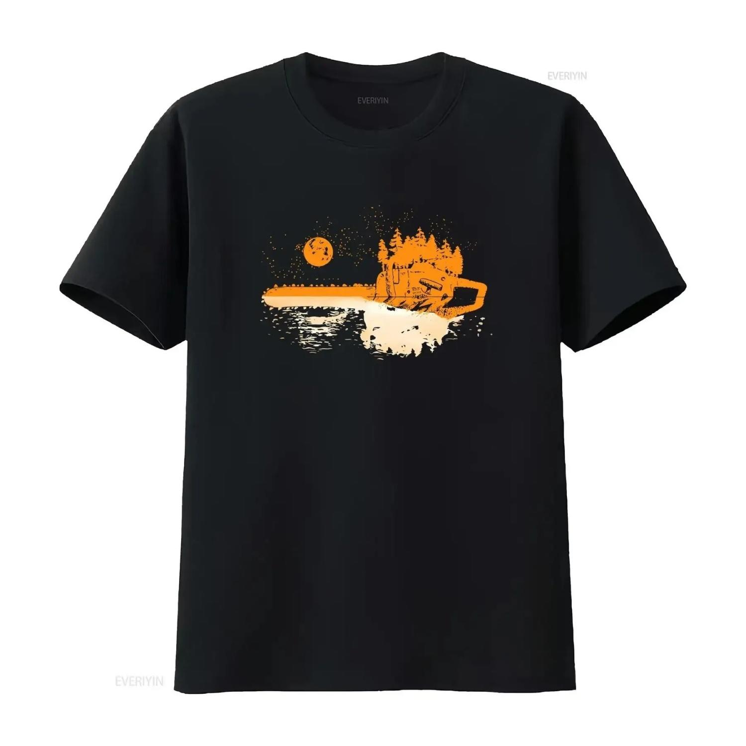 Chainsaw Woodworker  Lumberjack Arborist T shirt vintage Washed Soft graphic homme Slightly Comfortable Casual S чёрный