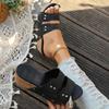 Large-sized Summer Women's Wedge Heels Fish-mouthed Thick-soled Shoes Riveted Sandals