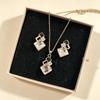 Geometric Alloy Necklace Earring Set With Cubic Zirconia For Daily Fashion Women