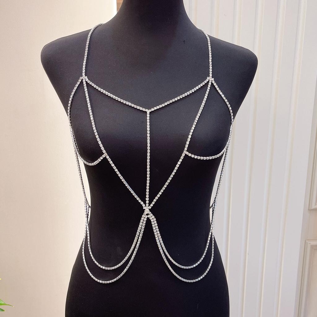 European And American Fashion Jewelry Sexy New Rhinestone Claw Chain Bikini Chest Chain Body Chain