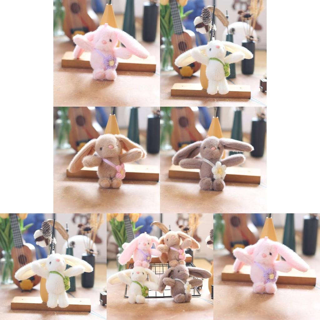 Charming Pink And Brown Plush Rabbit Doll Keychain Ideal For Bags And Backpacks