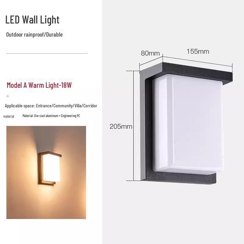 Waterproof Outdoor LED Wall Light for Bedroom, Entrance, Villa, Balcony, or Corridor.