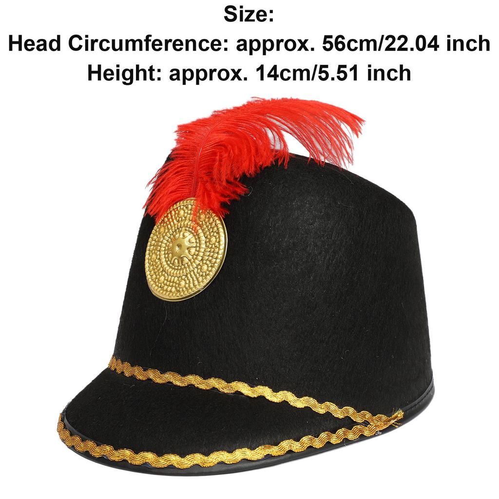 Ridder Hoed met Veer voor Volwassenen en Kinderen - Trommelaar Bandmuts voor Kostuum, Feest & Podiumoptreden Accessoire
