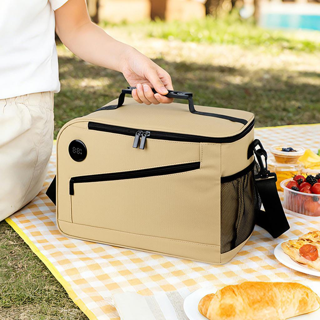 Cooler Bag with Temperature Display Large Lunch Tote with Shoulder Strap Portable Travel Cooler Bags for Women Men Work Picnic