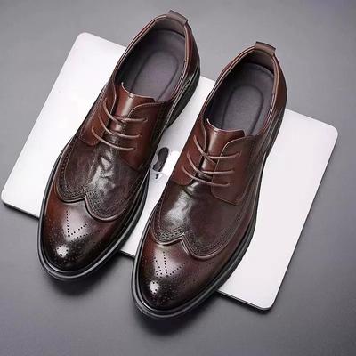 Chaussures Oxford Homme Mode Cuir de Vache Véritable Chaussures Richelieu Chaussures Formelles Classiques pour Affaires Homme Noir Marron