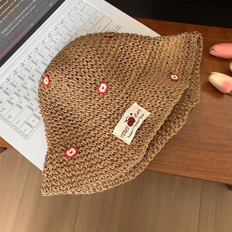 New Straw Bucket Hat Women's Summer Sunscreen Sunshade Big Edge Versatile Folding Sun Hat Fashionable Washbasin Hat