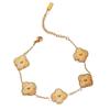 Double-Sided Stainless Steel Four-Leaf Clover Fashion Bracelet In 18K Gold Plated Titanium