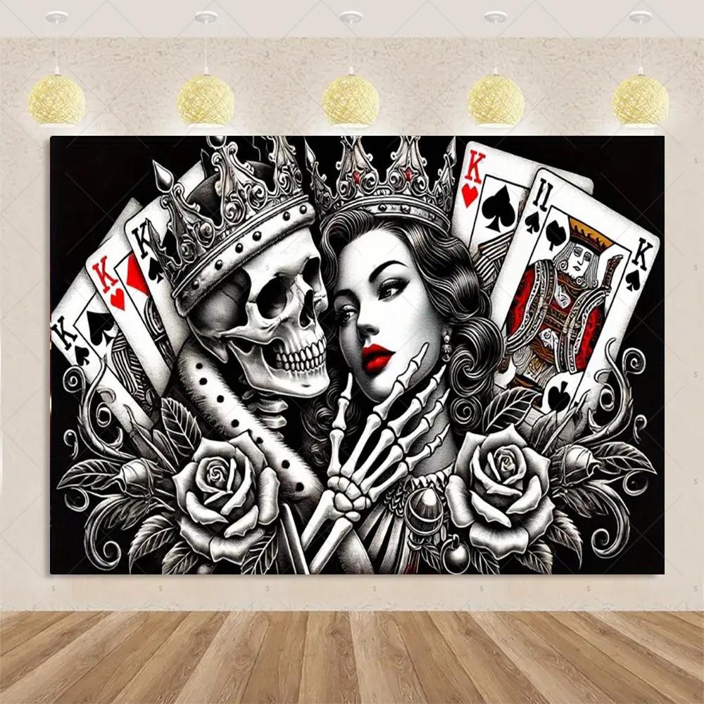 Decorazioni Festa di Compleanno a Tema Carte da Gioco Striscione Sfondo Casinò Dado da Poker Sfondo Scintillante Forniture Oggetti di Scena per Fotografia