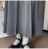 High-Grade Pleated Grey Skirt for Petite Women - High Waist, Mid-Length, Spring & Autumn 2025