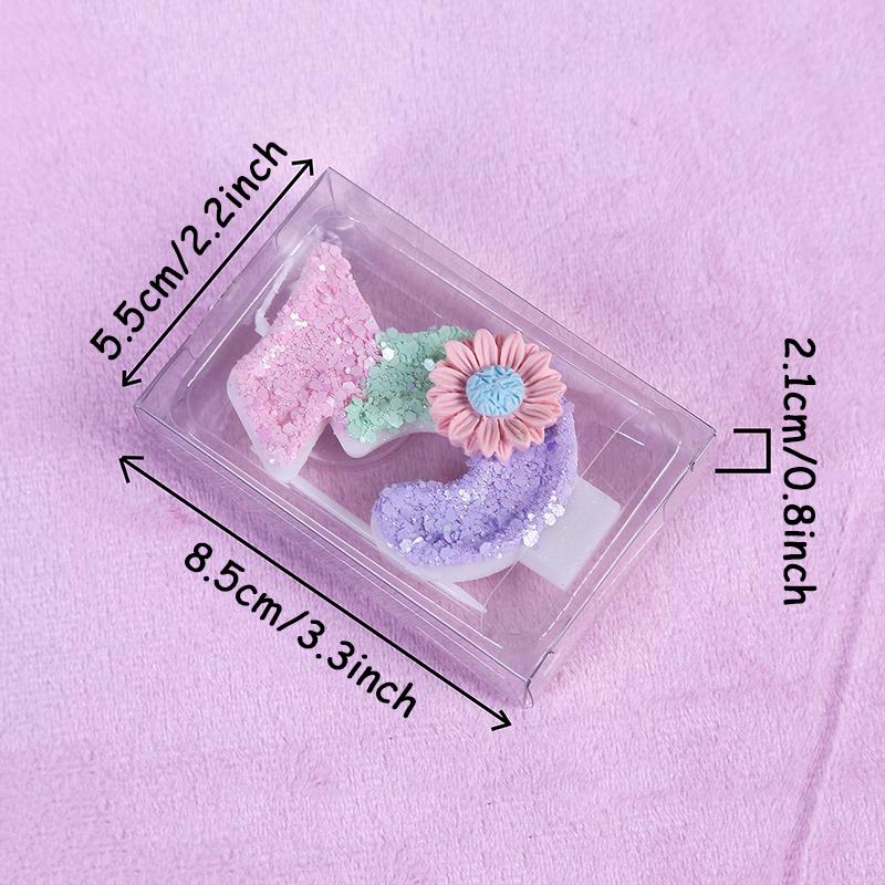 1pc Daisy Digital Birthday Candle Cute Pink Cake Topper Number 0-9 Candles Glitter Black Crown Candles Baby Show Kids Birthday