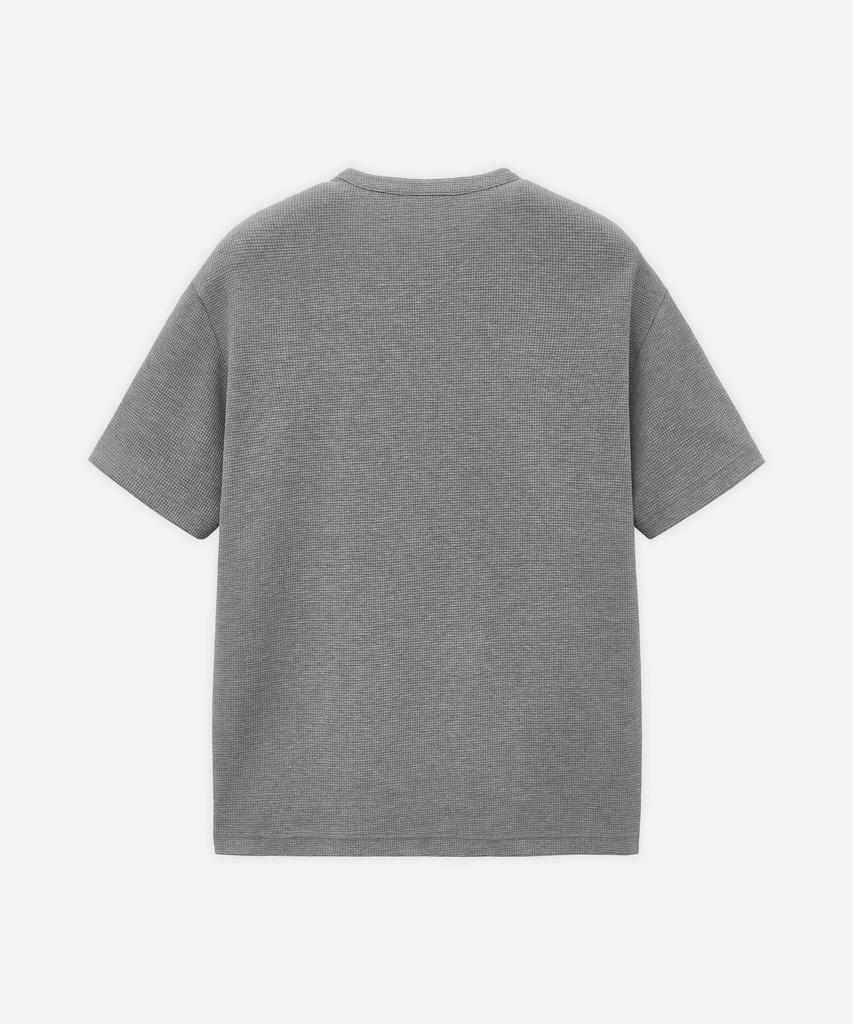 DRAW FIT Waffle Henley Neck Half T-Shirt [Melange]
