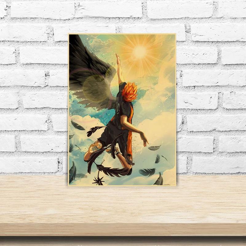 Anime Haikyuu Poster Retro Kraft Paper Volleyball Boy Prints Modern Home Decoration Mural Wall Art Painting Room Decor Aesthetic