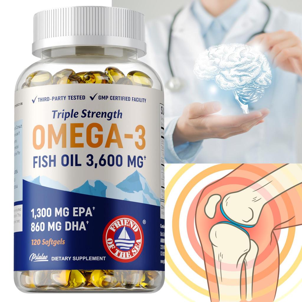 Triple Strength Omega 3 Fish Oil 3600 Mg Rich In EPA and DHA, Cardiovascular Health, Brain Function, Immune Support