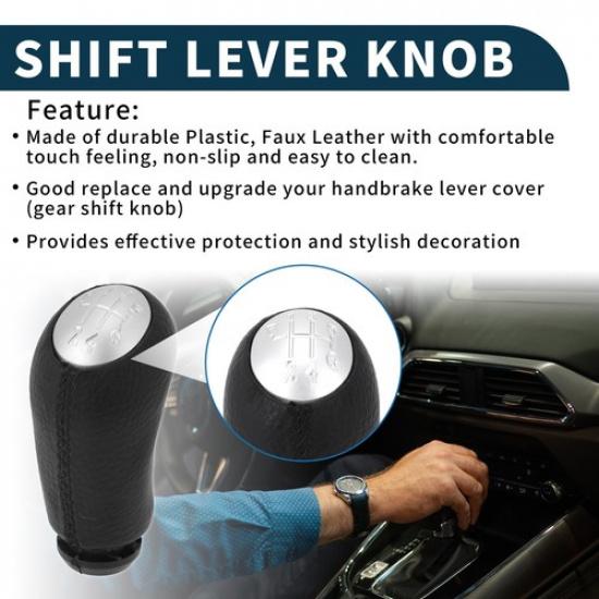 6 Speed Gear Shifter Knob No8200079112 for Renault Captur I 13-19 Faux Leather