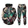 Autumn 3D Oriental Dragon God Printed Herre Hette Genser Set Mannlig Japansk Samurai Tatovering Glidelås 3d Treningsdress Herreklær Dress