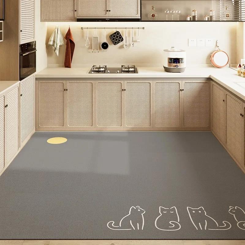 Kitchen Vinyl Carpet PVC Waterproof Non-slip Floor Mat Leather Oil-proof Foot Mats American Retro Style Home Decoration Rug