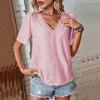GMXIA V Collar T-shirt Summer Women's Lace Patchwork Short Sleeve Top