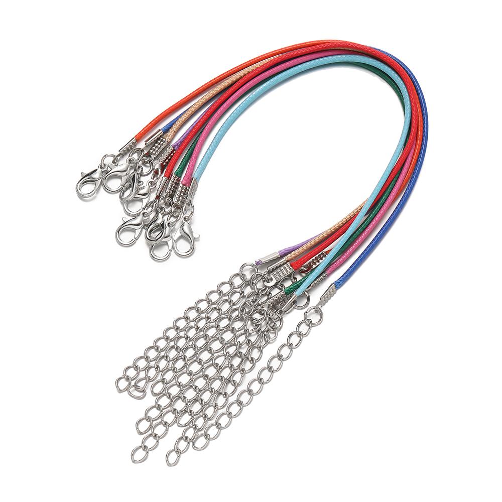 10pcs/Lots 1.5/2mm PU Leather Bracelet Cord  Kit Wax-Coated Braided Strings With Charms for Bracelet Jewelry Making Supplies
