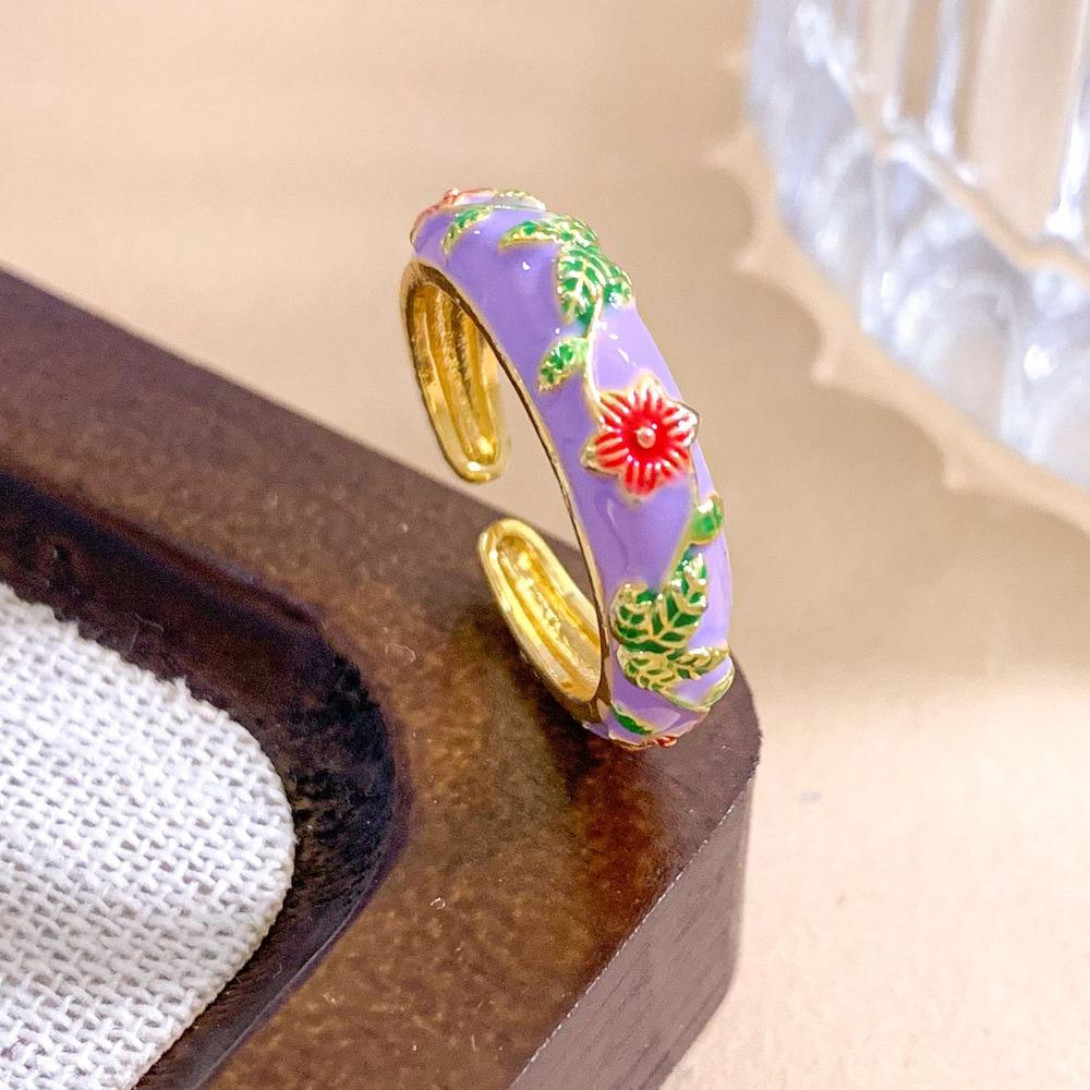 

Vintage Blue and White Porcelain Ring Blue Flower Irregular Opening Ring Cuff Ring Girls Women Style 3