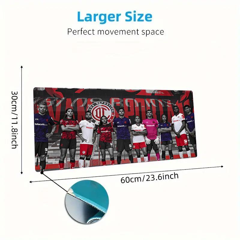 Toluca FC Mouse Pad, Large Gaming Desk Mat, Non-slip XXL Mousepad for Laptop & Tablet, Mini PC Playmat with Stitched Edges