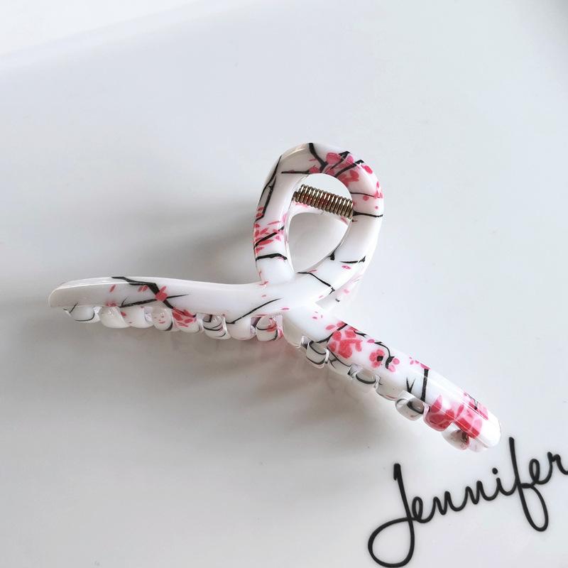 

Модные заколки для волос для женщин Пластиковый зажим-краб Элегантный красочный принт Зажим-краб с перекрестным захватом Заколки для волос для девочек Аксессуары для волос Подарок