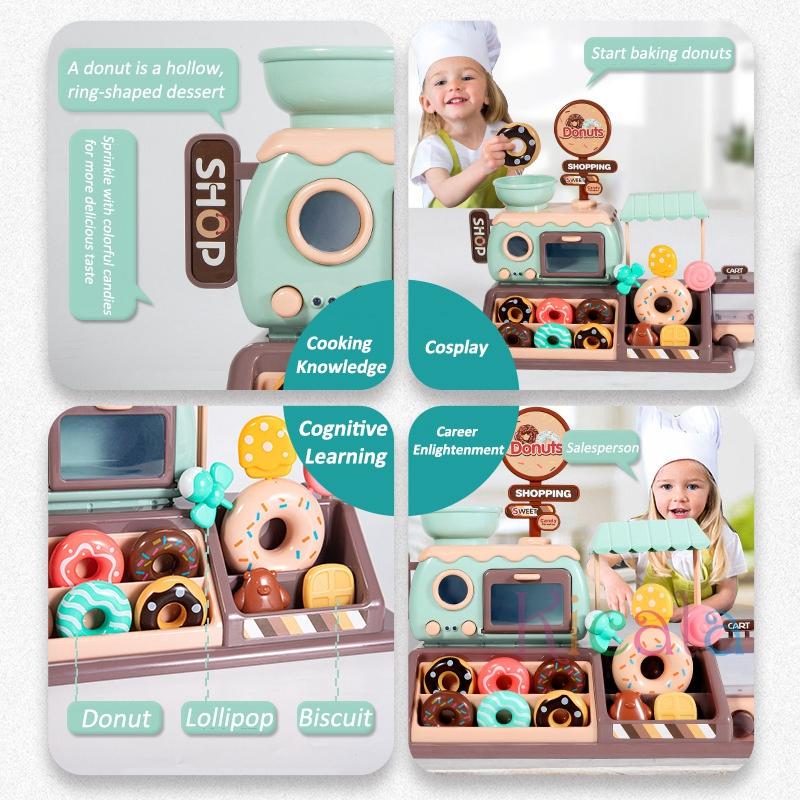 Mini Donut Shop For Kids Pretend Play Food Set Plastic Pretend Play Baking Toys For Children Gift Mini Machine Simulation Toy