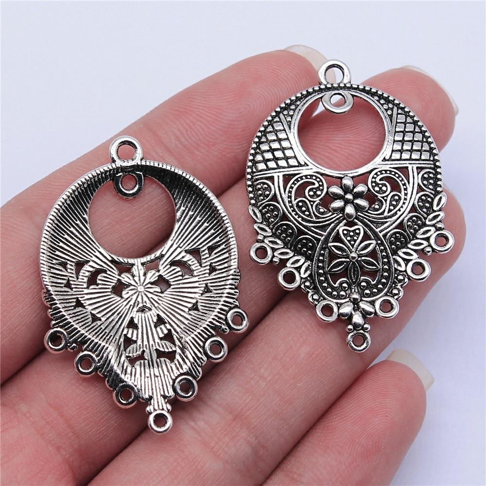 6pcs Antique Silver Color Earring Connector Charms For Jewelry Making Charms Earring Connector Jewelry Findings DIY