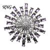 Three-dimensional Brooch Rhinestone Radial Flower Pin, Decorative Zinc Alloy Lapel Sweater Women Metal Cardigan Coat Suits Clothing Accessories,