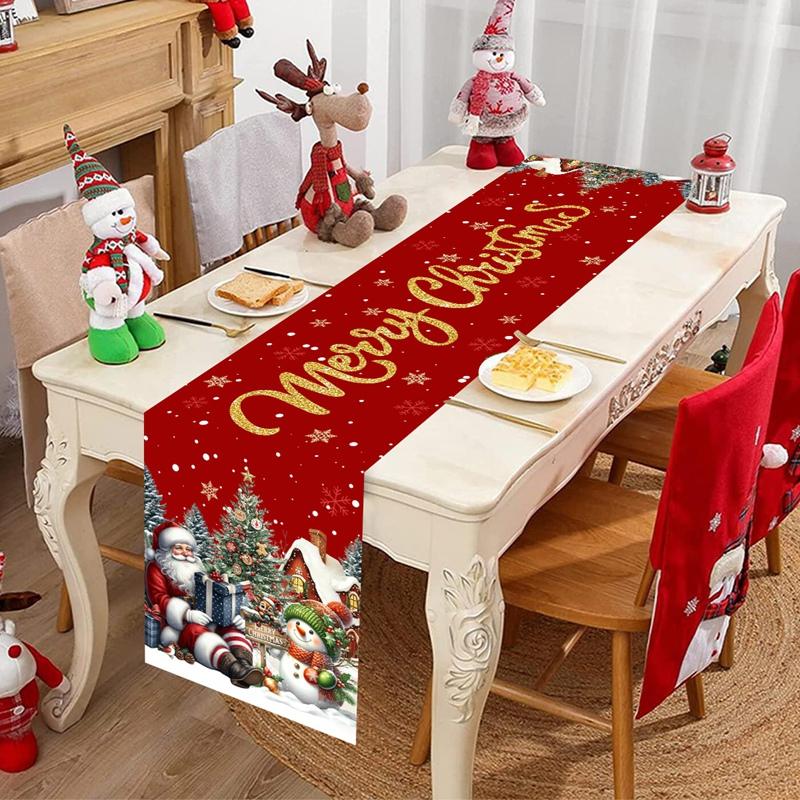 Christmas Santa Snowman Table Runner Christmas Decorations for Home 2026 Xmas Party Table Decor Navidad Noel New Year Tablecloth