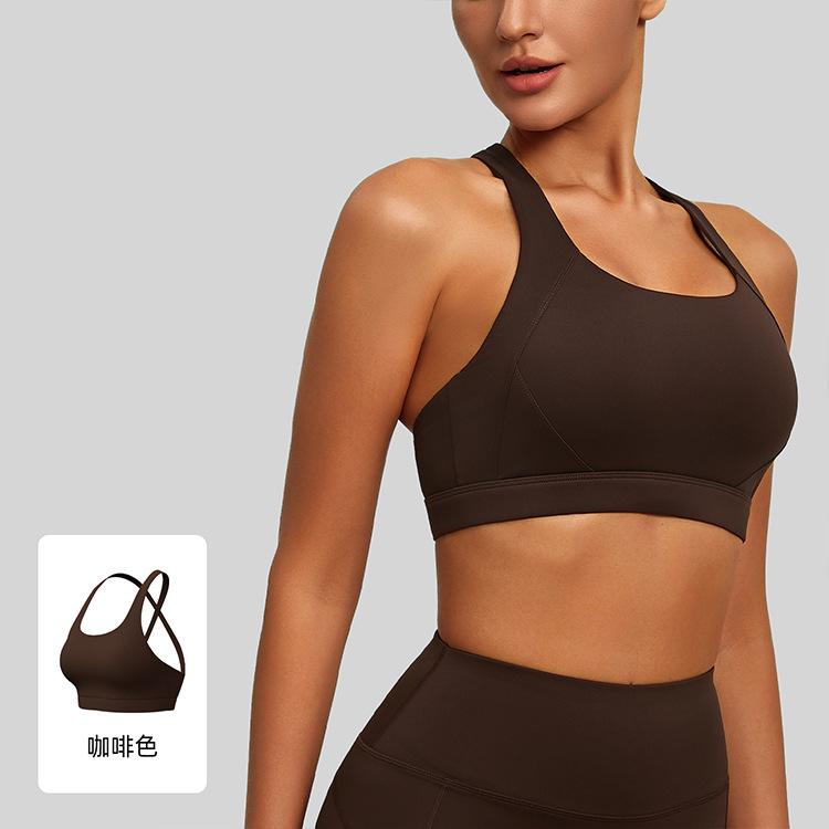 Running Traceless Fitness Double Sided Brocade Back Cross Yoga High Elastic Removable Sports Sports Beauty Back Bra