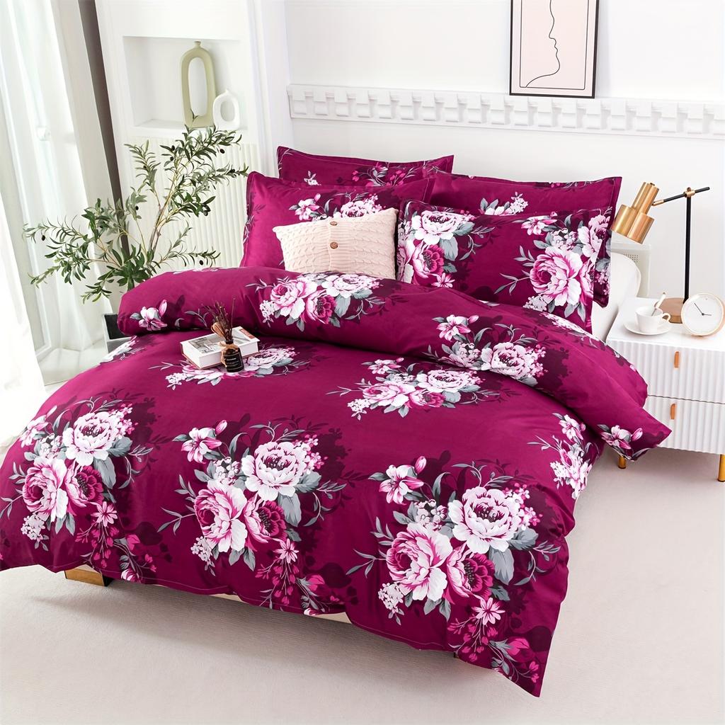 Peony Flower Bedding Set Twin Size Full Queen King Size Zipper Closure Modern Style For Teen Boys Girls Bedroom Decor Summer