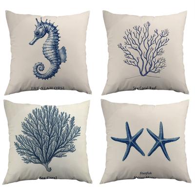 New Pillowcase Ocean Series Seahorse Coral Pattern Pillow Office Pillow Pillowcase
