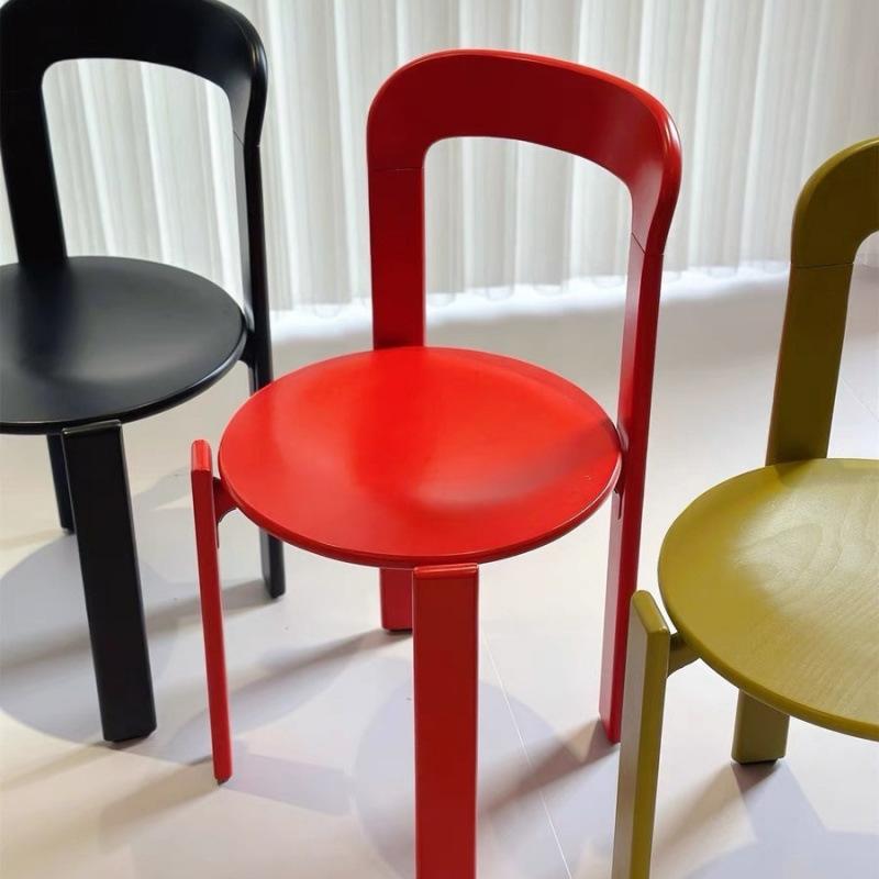 Silla de Comedor Moderna Estilo Mid Century, Silla Lateral Ruiyi de Madera Maciza con Respaldo de Color, Asiento Acojinado Retro para Cocina del Hogar