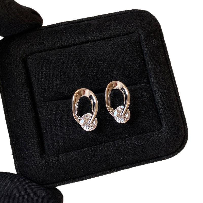 Silver Hollow Cubic Zirconia Stud Earrings: Elegant, Versatile, and High-End Design for Women