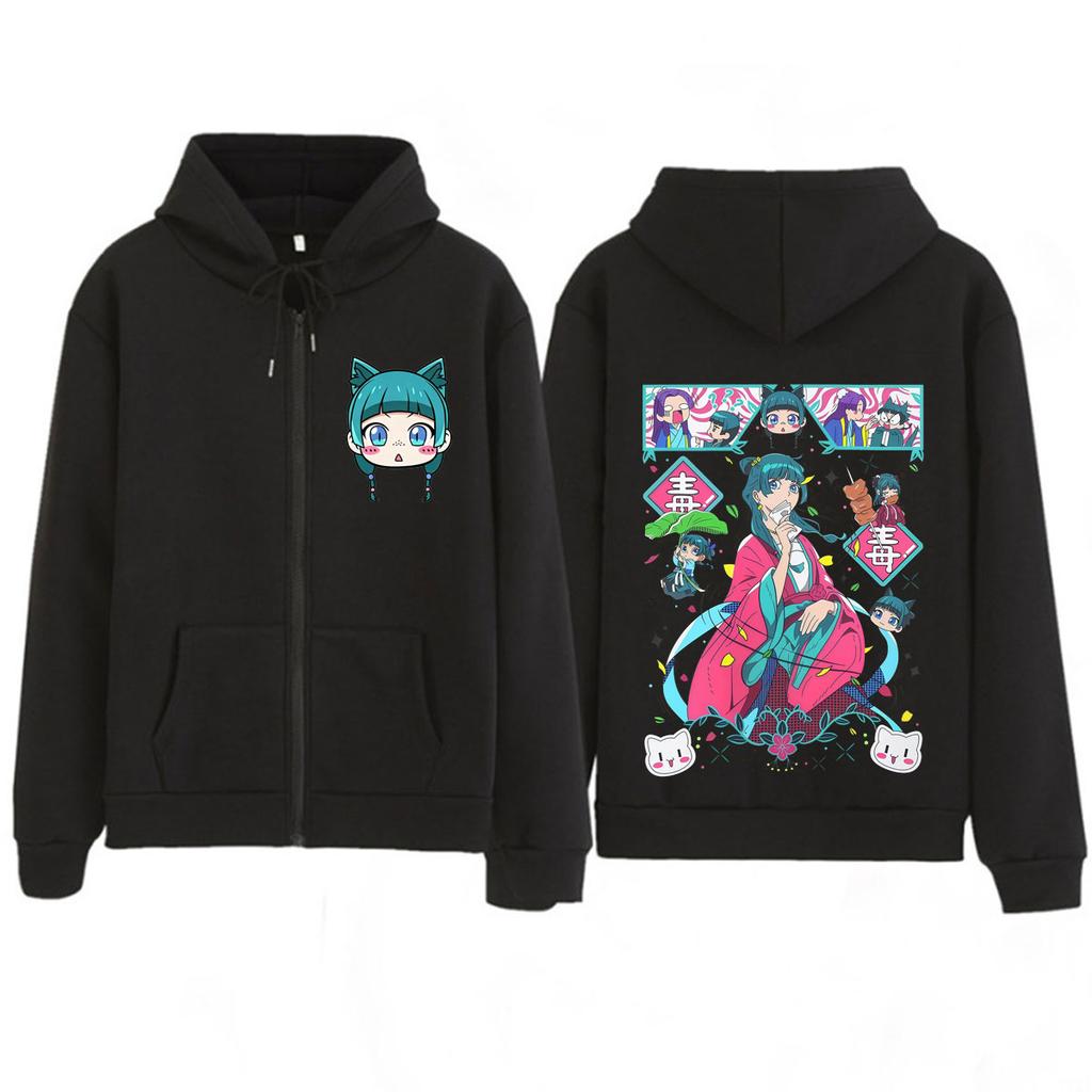 Anime The Apothecary Diaries Print Hoodie Men Women Hip-hop Punk Sweatshirts Winter Fleece Loose Casual Oversized Zipper Jacket