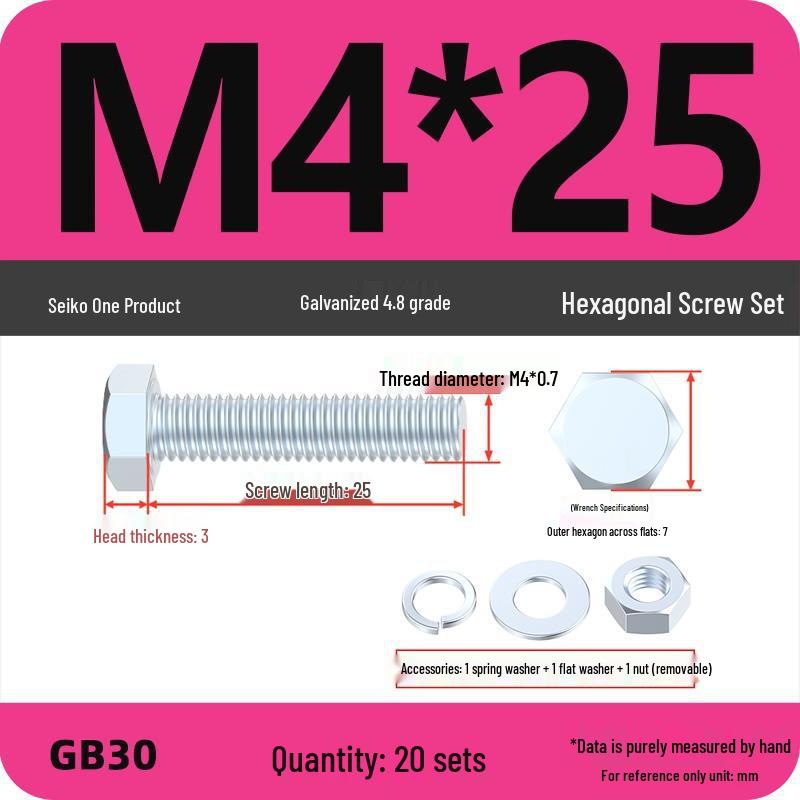 4.8 Grade Galvanized Hex Bolt and Nut Set M4-M30