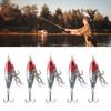 5Pcs Artificial Fishing Lure Lifelike Fishing Bait with Treble Hook for Saltwater Freshwater Red Head Silver Body