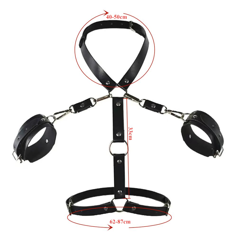 Neck To Wrist Restraints Kit Sexy Women Fetish Behind Back Handcuffs Collar Adjustable Bondage Set Couple Sex Game Tool 18+