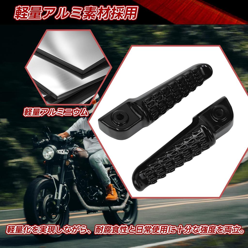Pedane Passeggero Jetsetmoto, Compatibili con Kawasaki Ninja, Set Sinistro e Destro, Alluminio, Nero, Pesante