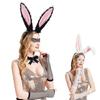 Women Girls Rabbit Ears Headband Collar Bowtie Cuff Bunnies Tail Easter Bunnies Costume Set for Halloween Cosplay Party