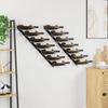 Wall Mounted Wine Rack for 14 Bottles 2 Pcs Black Metal
