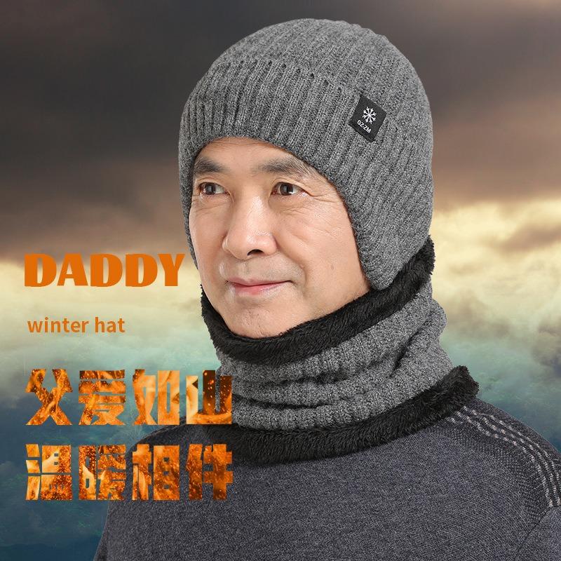 Hat Men's Winter Warm Ear Protector Thickened Knitted Wool Hat Men's Winter