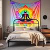 Boho Chic Wall Tapestry With Moon Phase Floral Starry Sky Design Bedroom Yoga Studio Decor