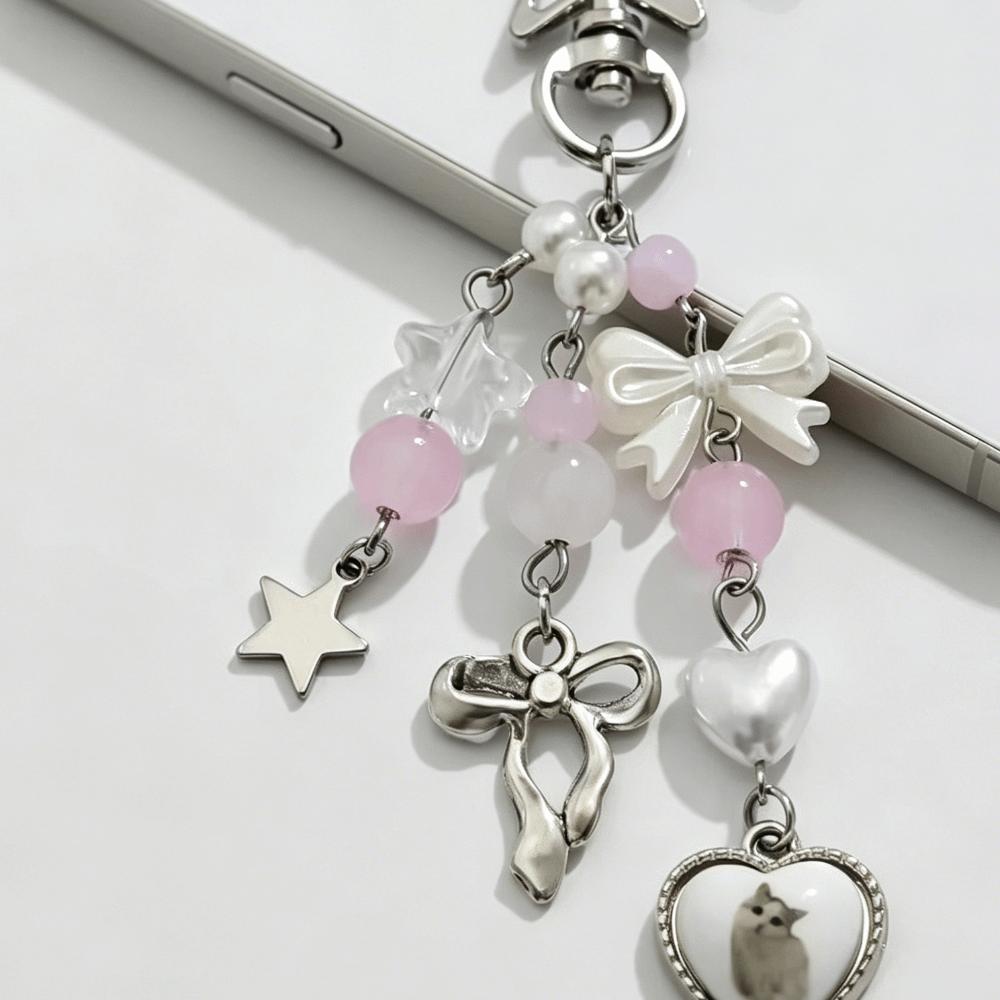 Star Phone Pendant Flower Acrylic Keyring Sweet Punk Bag Pendant Student