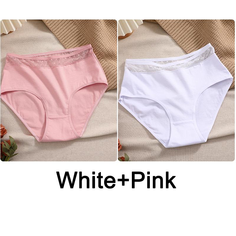 FINETOO 2ks Krajka Transparentní Dámské Spodní Prádlo Bavlněné Kalhotky Sexy Kalhotky Dámské Kalhotky Kalhotky Intimky Ženy Spodní prádlo S-XXXL